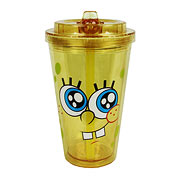 SpongeBob SquarePants Tongue and Cheek Plastic Flip Straw Cold Cup